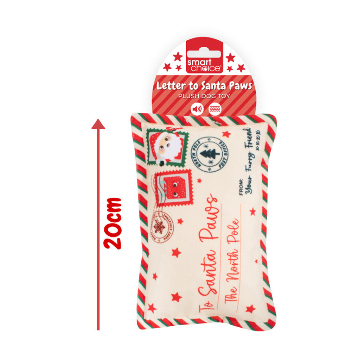 Squeaky Dog Toy Christmas Letter to Santa Crinkle Effect Interactive Stimulating