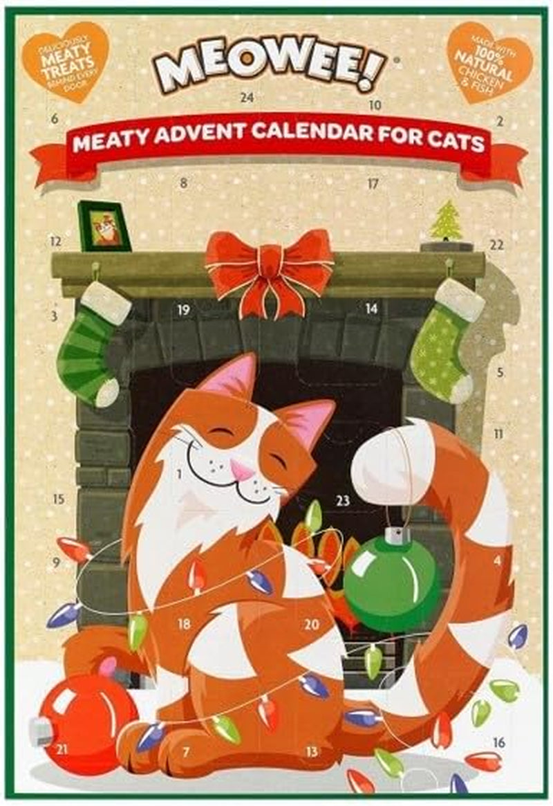 Meaty Cat Advent Calendar Made with Natural Chicken & Fish - Christmas Festive Cat Treat