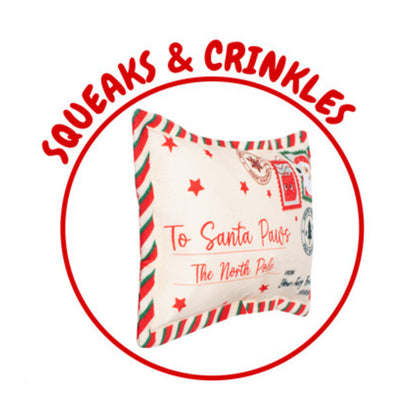 Squeaky Dog Toy Christmas Letter to Santa Crinkle Effect Interactive Stimulating