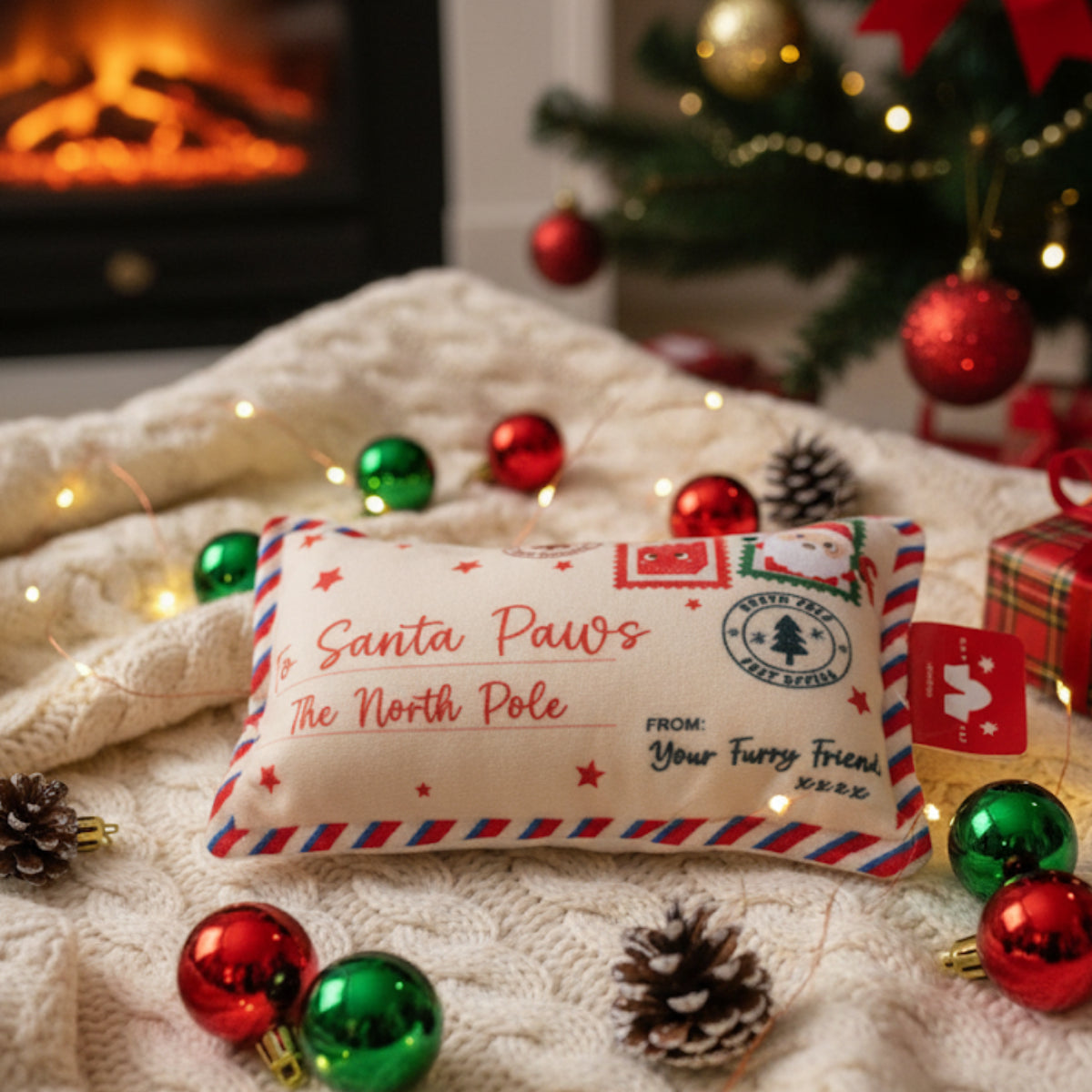 Squeaky Dog Toy Christmas Letter to Santa Crinkle Effect Interactive Stimulating