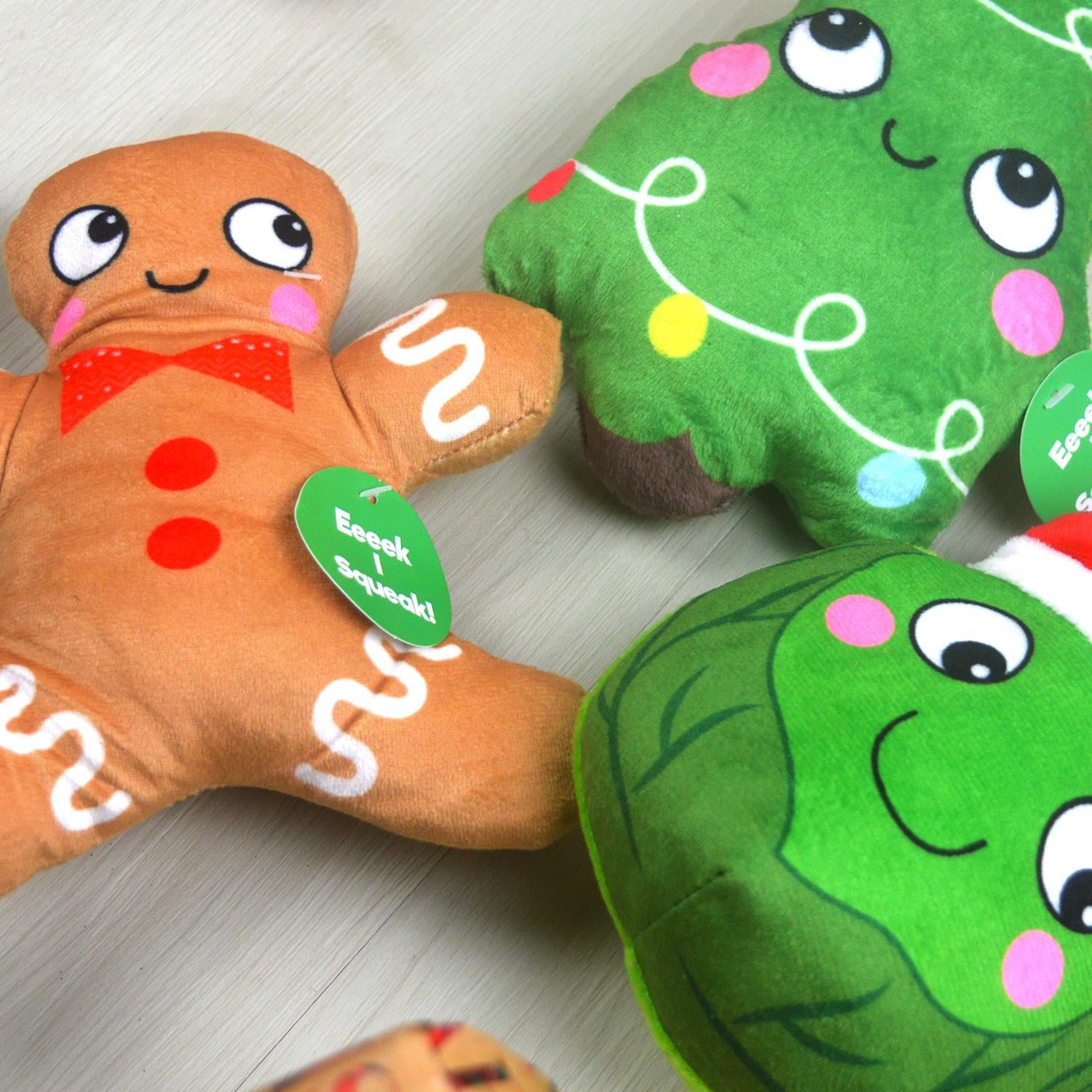 Pack of 3 Plush Christmas Dog Toys Squeaker Pet Gift Sprout Xmas Tree