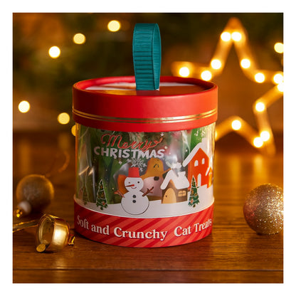 Christmas Cat Treats Set of Crunchy Pillow Biscuit Chicken Salmon Beef Catnip