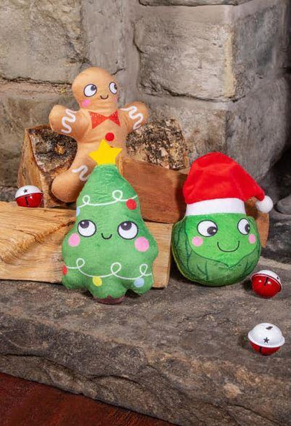 Pack of 3 Plush Christmas Dog Toys Squeaker Pet Gift Sprout Xmas Tree