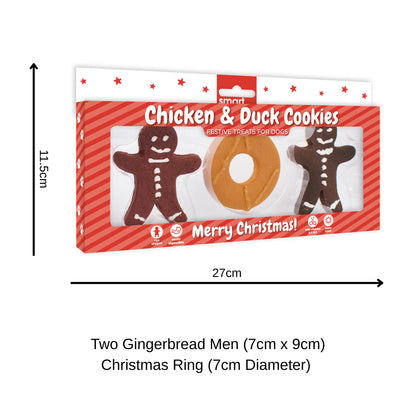 Christmas Dog Treats Set of 3 Gingerbread Biscuits Chicken Liver Duck Flavour