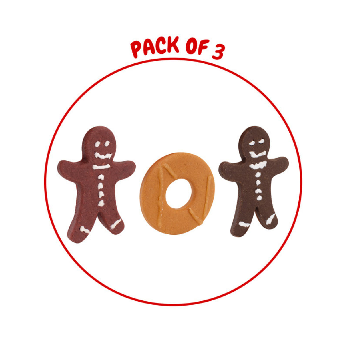 Christmas Dog Treats Set of 3 Gingerbread Biscuits Chicken Liver Duck Flavour