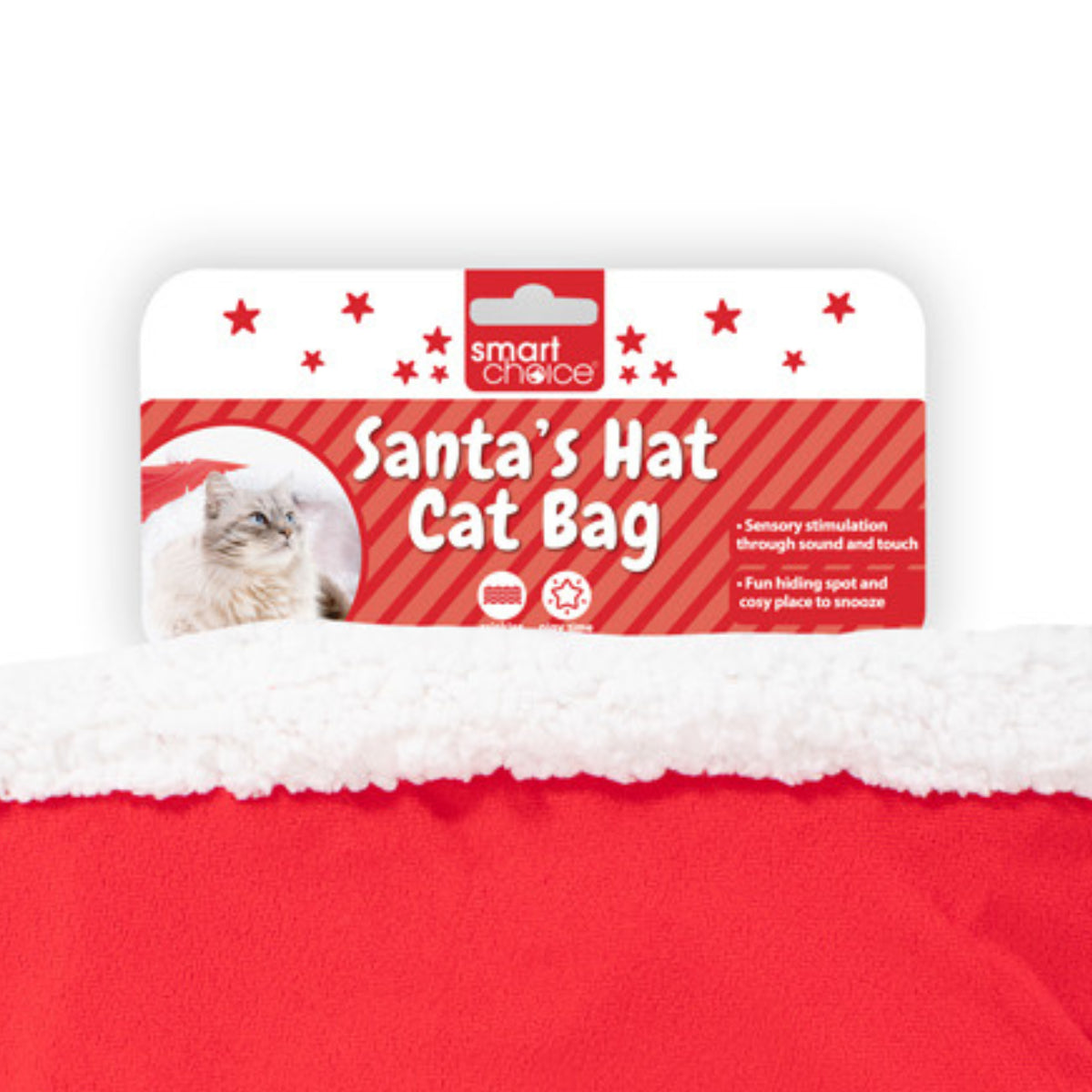 Christmas Cat Bed Crinkle Lining Bag Pet Kitten Toy Tunnel Hideaway Santa Hat