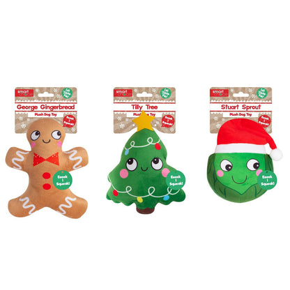 Pack of 3 Plush Christmas Dog Toys Squeaker Pet Gift Sprout Xmas Tree