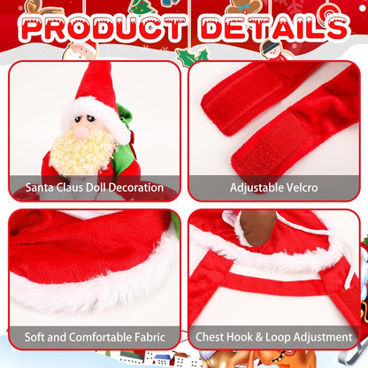 Santa Dog Costume-Christmas Pet Clothes, Santa Claus Riding Pet Costume, Dog Cat Christmas Holiday Outfit, Xmas Cosplay Dressing up for Small Medium Large Dogs(M)