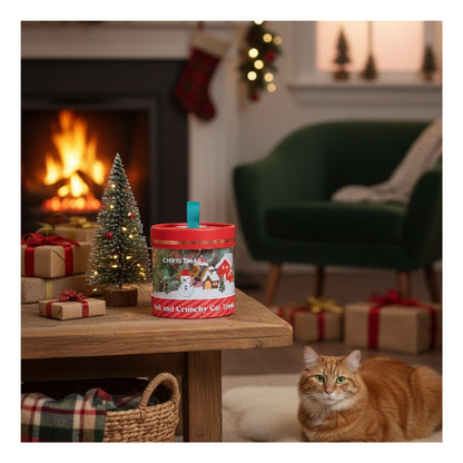 Christmas Cat Treats Set of Crunchy Pillow Biscuit Chicken Salmon Beef Catnip