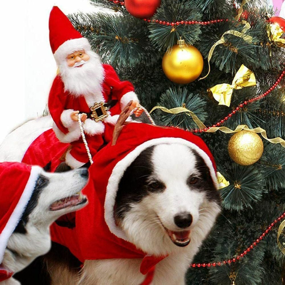 Pet Christmas Outfit Dog Cat Xmas Santa Coat Costume Dress Party Cosplay Clothes