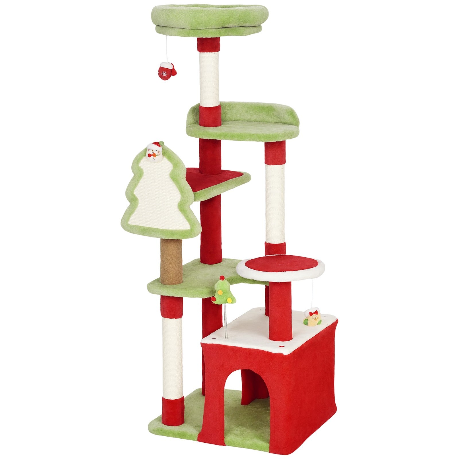 120Cm Cat Tree, Christmas Cat Tower with 3 Sisal Scratching Posts, Green