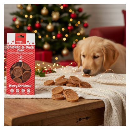 Christmas Dog Treats Pack of 3 Meaty Chicken Duck Festive Puppy Reward Chews