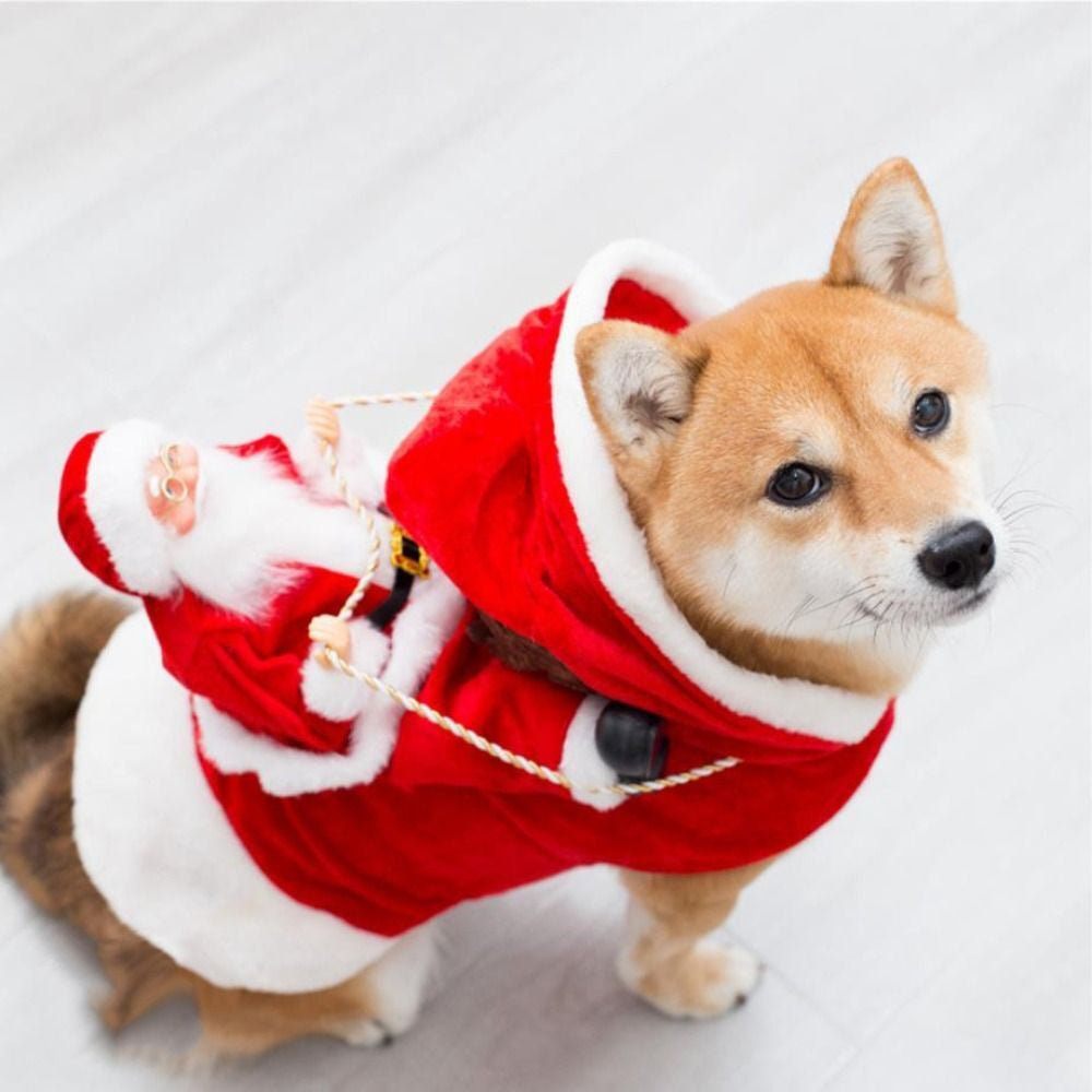 Pet Christmas Outfit Dog Cat Xmas Santa Coat Costume Dress Party Cosplay Clothes