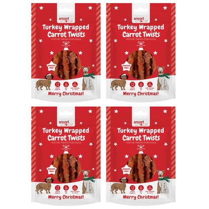 Christmas Dog Treats Pack of Turkey Wrapped Carrot Festive Puppy Dental Chews