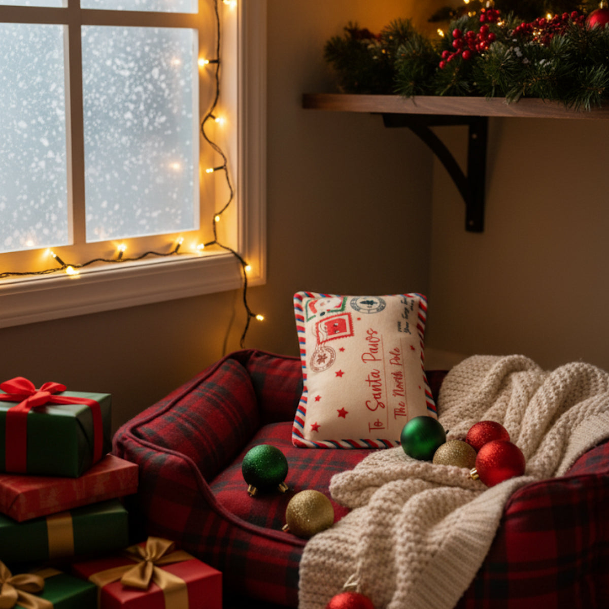 Squeaky Dog Toy Christmas Letter to Santa Crinkle Effect Interactive Stimulating