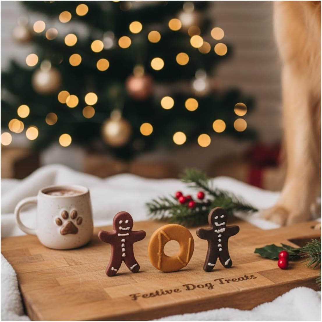 Festive Dog Treats Meaty Christmas Cookie Pack – 3 Pet Biscuits in Gingerbread & Ring Shapes with Chicken, Duck & Liver Flavour – Seasonal Snacks in Festive Gift Packaging for Dogs
