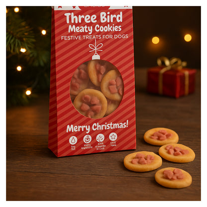 Christmas Dog Treats Pack of 3 Meaty Chicken Duck Festive Puppy Reward Chews