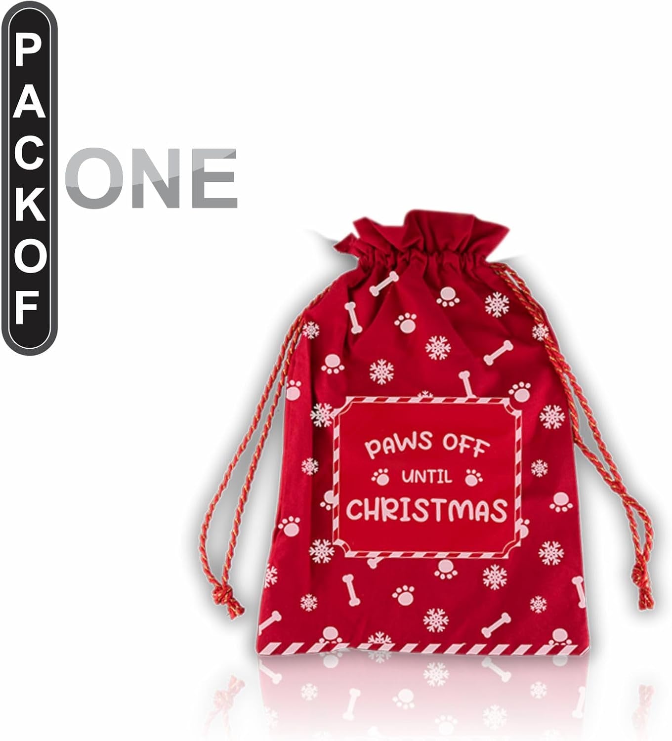 Santa Sack Bags Santa Paws Christmas Sack Dog Treat Bags for Gift Sacks Xmas Bag Printed Pet Christmas Sack Holiday Presents Stocking Stuffers Party Red (1Count)