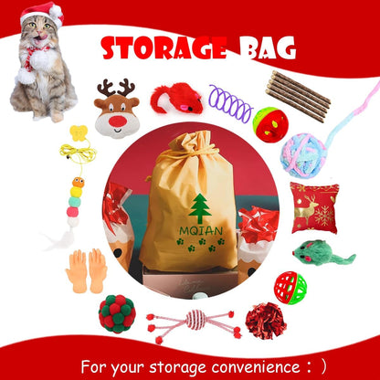 20PCS Christmas Cat Toys, Cat Toys for Indoor Cats, Cat Christmas Stocking Gift Set, Indoor Cat Gift Set with Mice Toys