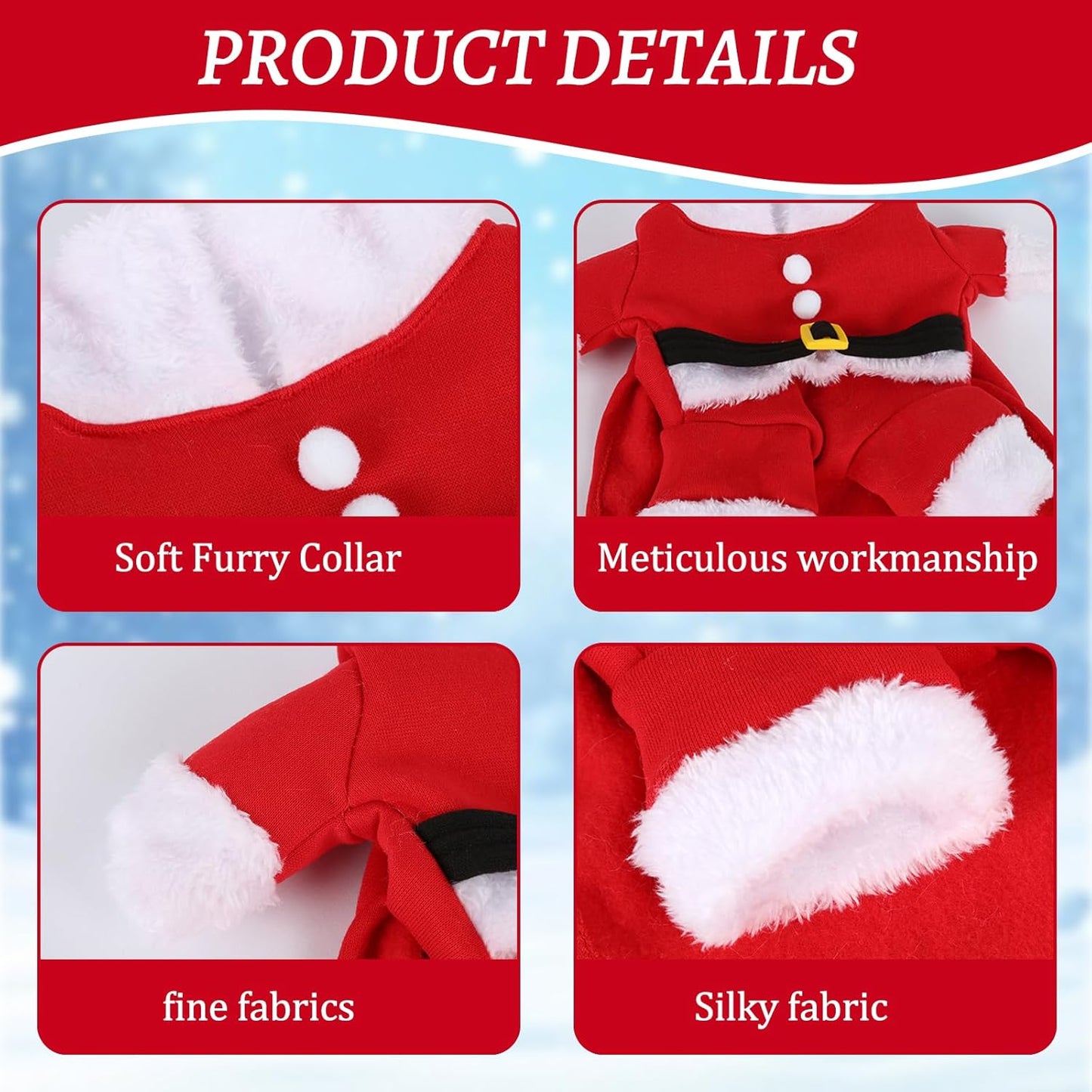 Christmas Pet Clothes Dog Cat Christmas Costume Santa Claus Cosplay Dog Cat Christma Cloak with Cap, Cats Xmas Hoodies for Small Medium Dogs Cats (Red, M)