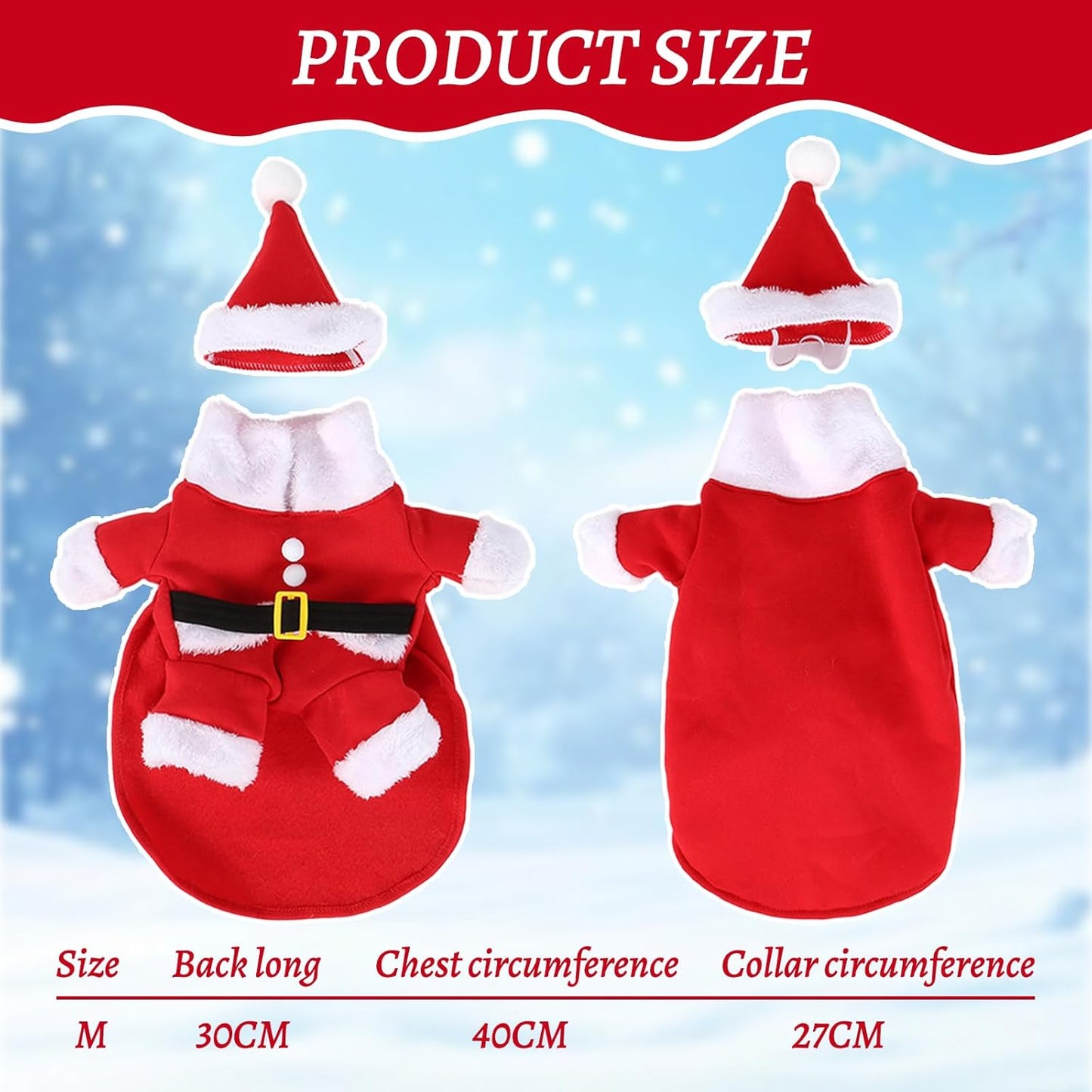 Christmas Pet Clothes Dog Cat Christmas Costume Santa Claus Cosplay Dog Cat Christma Cloak with Cap, Cats Xmas Hoodies for Small Medium Dogs Cats (Red, M)