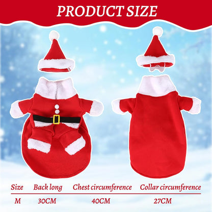 Christmas Pet Clothes Dog Cat Christmas Costume Santa Claus Cosplay Dog Cat Christma Cloak with Cap, Cats Xmas Hoodies for Small Medium Dogs Cats (Red, M)