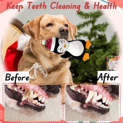 5 Pieces Christmas Squeaky Interactive Dog Toys with Crinkle, Plush Toys to Keep Them Busy for Boredom, for Small Medium Large Dogs - Santa/Penguin/Snowman/Gingerbread Man/Deer