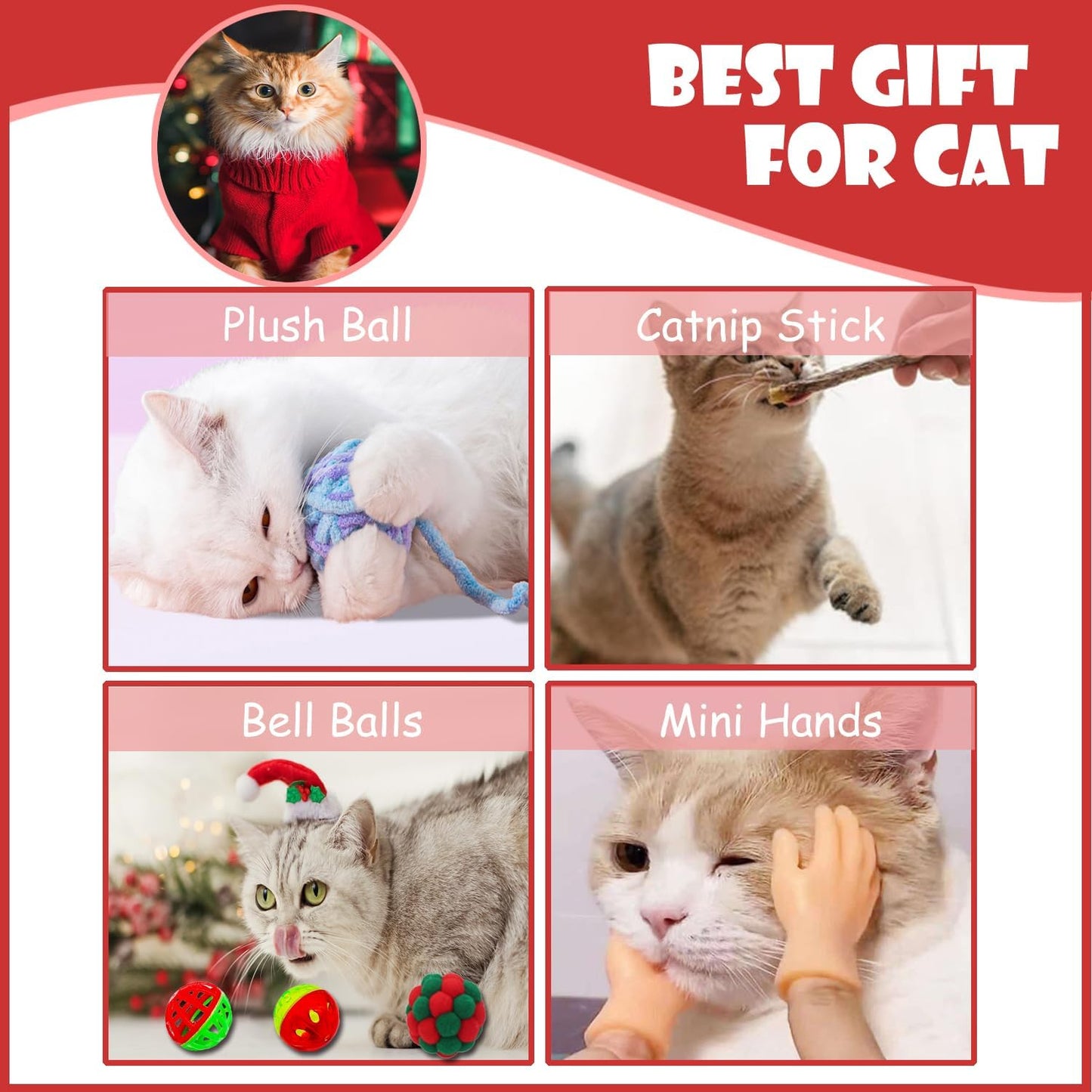 20PCS Christmas Cat Toys, Cat Toys for Indoor Cats, Cat Christmas Stocking Gift Set, Indoor Cat Gift Set with Mice Toys