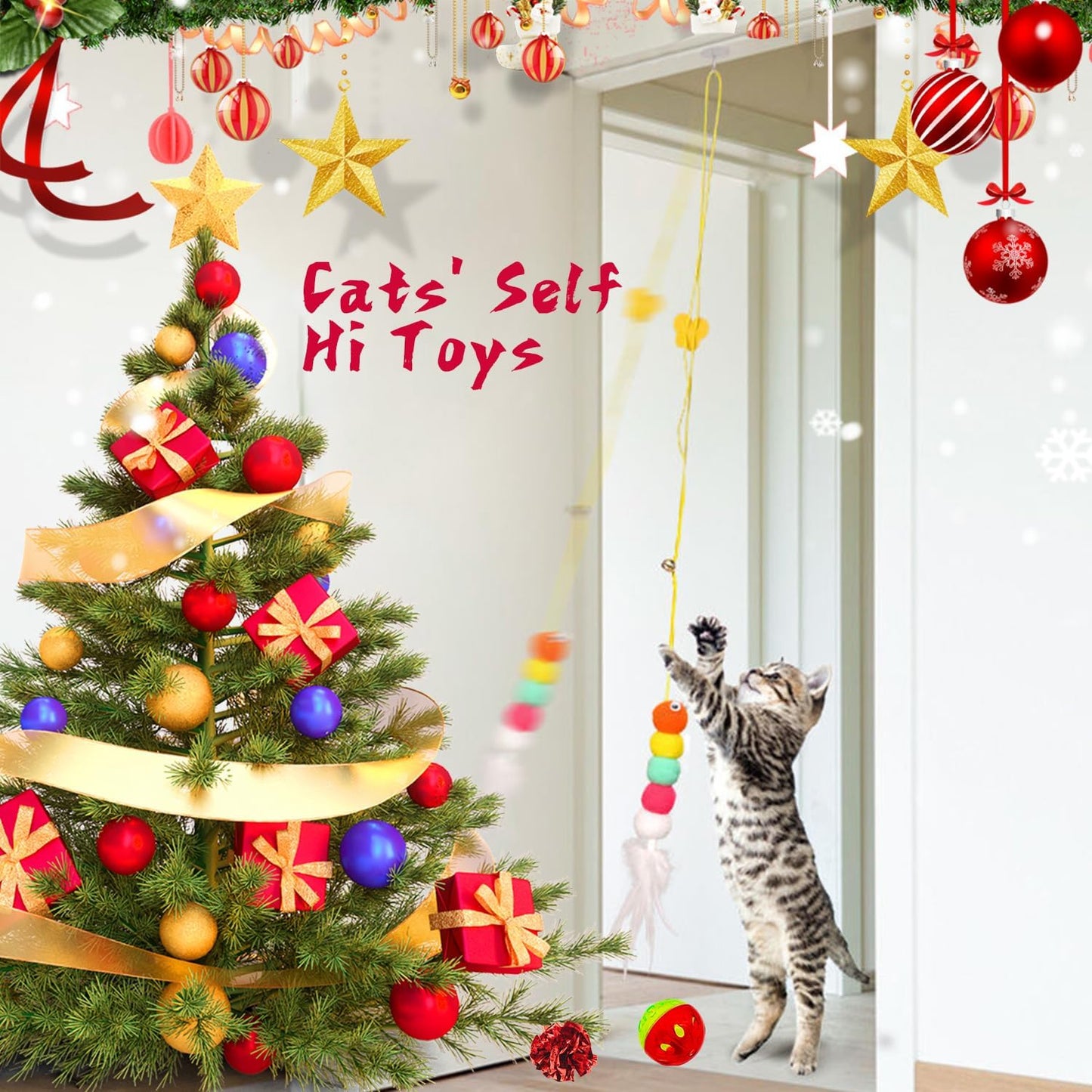 20PCS Christmas Cat Toys, Cat Toys for Indoor Cats, Cat Christmas Stocking Gift Set, Indoor Cat Gift Set with Mice Toys