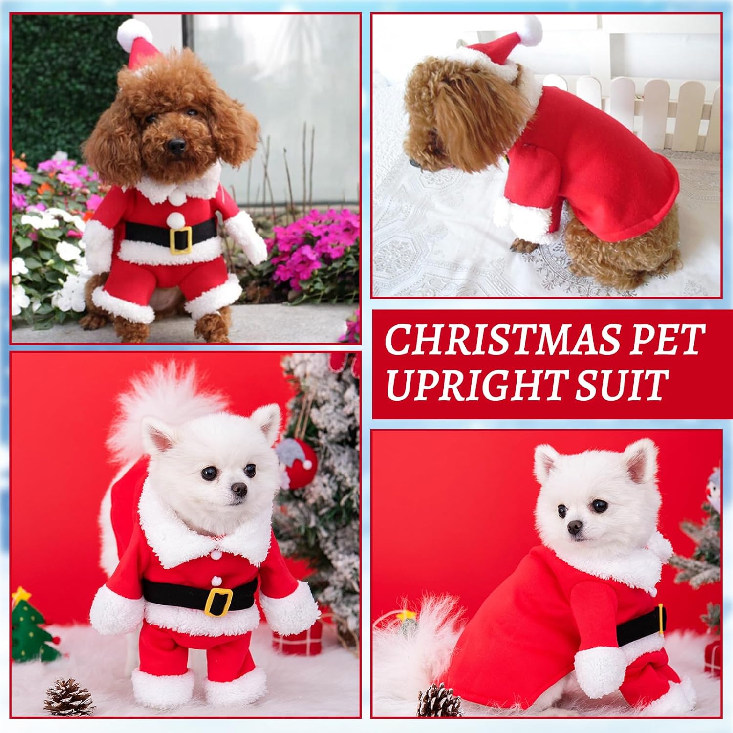 Christmas Pet Clothes Dog Cat Christmas Costume Santa Claus Cosplay Dog Cat Christma Cloak with Cap, Cats Xmas Hoodies for Small Medium Dogs Cats (Red, M)