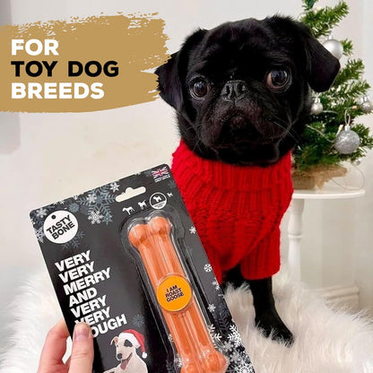 Tastybone Festive Nylon Dog Chew Toy for Toy Dogs (Turkey & Cranberry) - Christmas Dog Present, Indestructible for Aggressive Chewers, Everlasting Flavour, Made in the UK