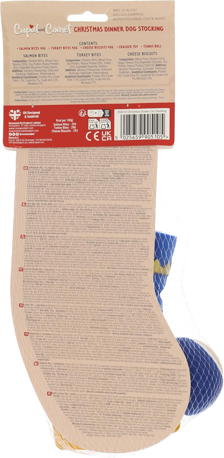 Cupid & Comet Christmas Dinner & Toys Stocking Gift, Dog Treats