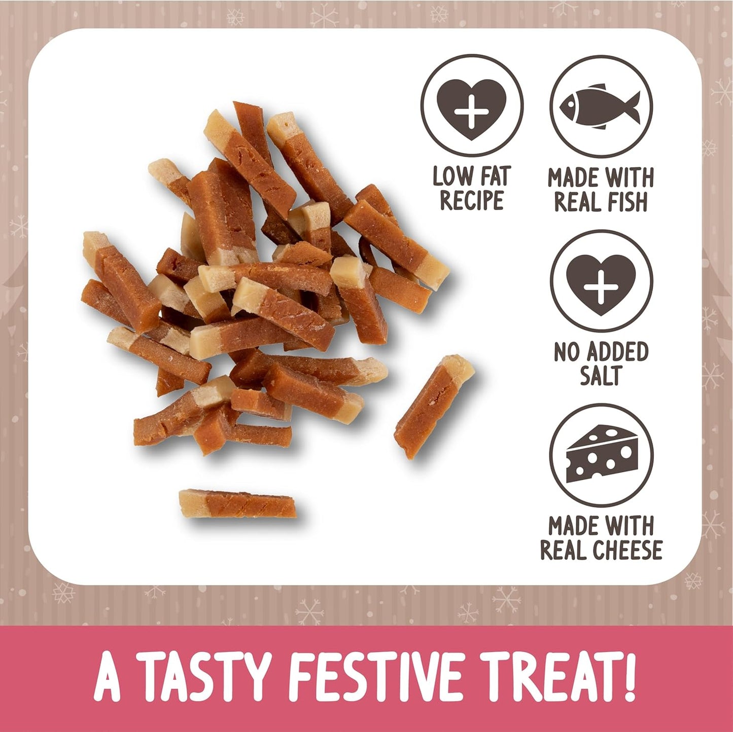 Cupid & Comet Smoked Salmon and Cheese Cat Treats - Made with Real Meat, Luxury Treats for Cats, Small Bite Sized Cat Snacks, Festive for Cats (70G)