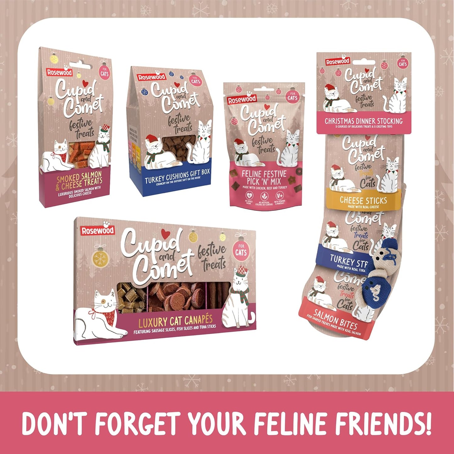 Cupid & Comet Christmas Dinner & Toys Stocking Gift, Dog Treats