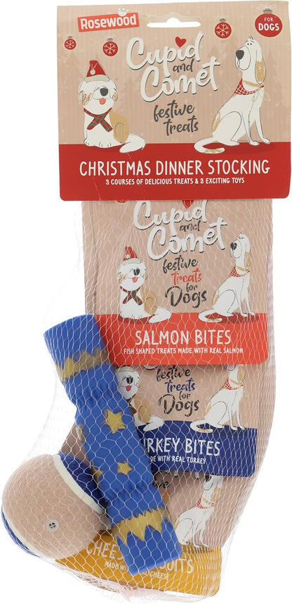 Cupid & Comet Christmas Dinner & Toys Stocking Gift, Dog Treats