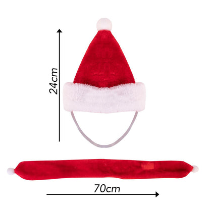 Pet Christmas Santa Hat and Scarf Xmas Outfit Fancy Dress Party Outfit