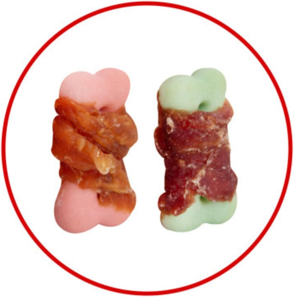 Festive Dog Treats Chicken & Duck Wrapped Biscuits – 4 Bags of Crunchy Pet Snacks in Seasonal Gift Packaging – Meaty Reward Training Treats & Stocking Fillers for Dogs at Christmas