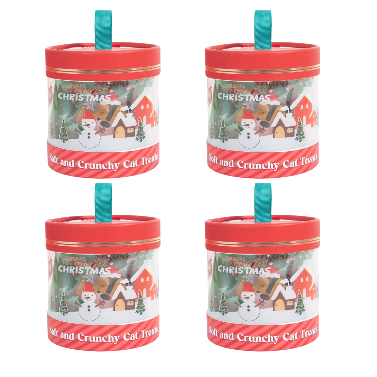 Christmas Cat Treats Set of Crunchy Pillow Biscuit Chicken Salmon Beef Catnip