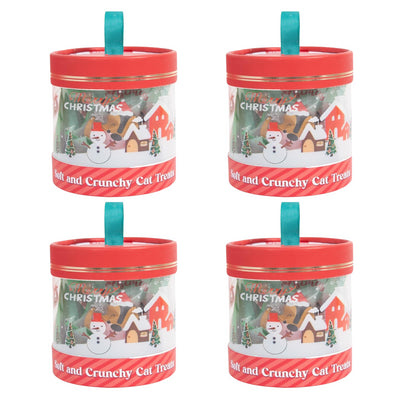 Christmas Cat Treats Set of Crunchy Pillow Biscuit Chicken Salmon Beef Catnip