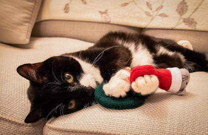 Martha & Mayor Mice Cat Toys – Set of 2 Festive Catnip Mice in Knitted Stockings – Soft Lightweight Toys for Batting, Pouncing & Chasing – Christmas Cat Toys for Cats & Kittens