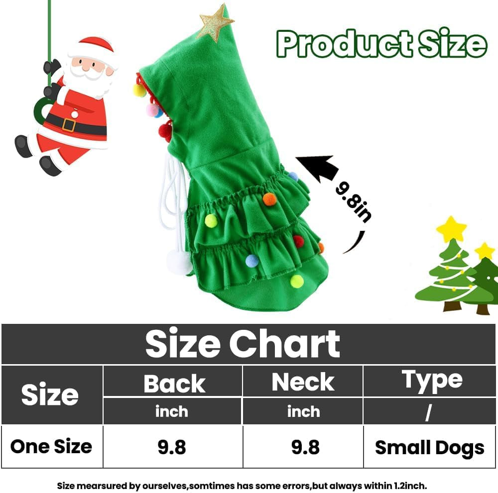 Pet Christmas Costume, Small Green Xmas Cat Cloak Cute Little Christmas Puppy Cape with Star for Small Dogs Cats Clothes Puppy New Year Party Supplies