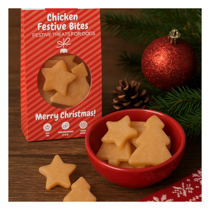 Christmas Dog Treats Pack of 3 Meaty Chicken Duck Festive Puppy Reward Chews