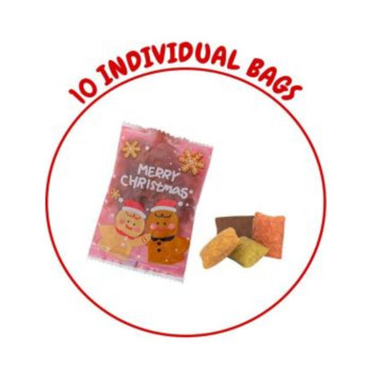 Christmas Cat Treats Set of Crunchy Pillow Biscuit Chicken Salmon Beef Catnip