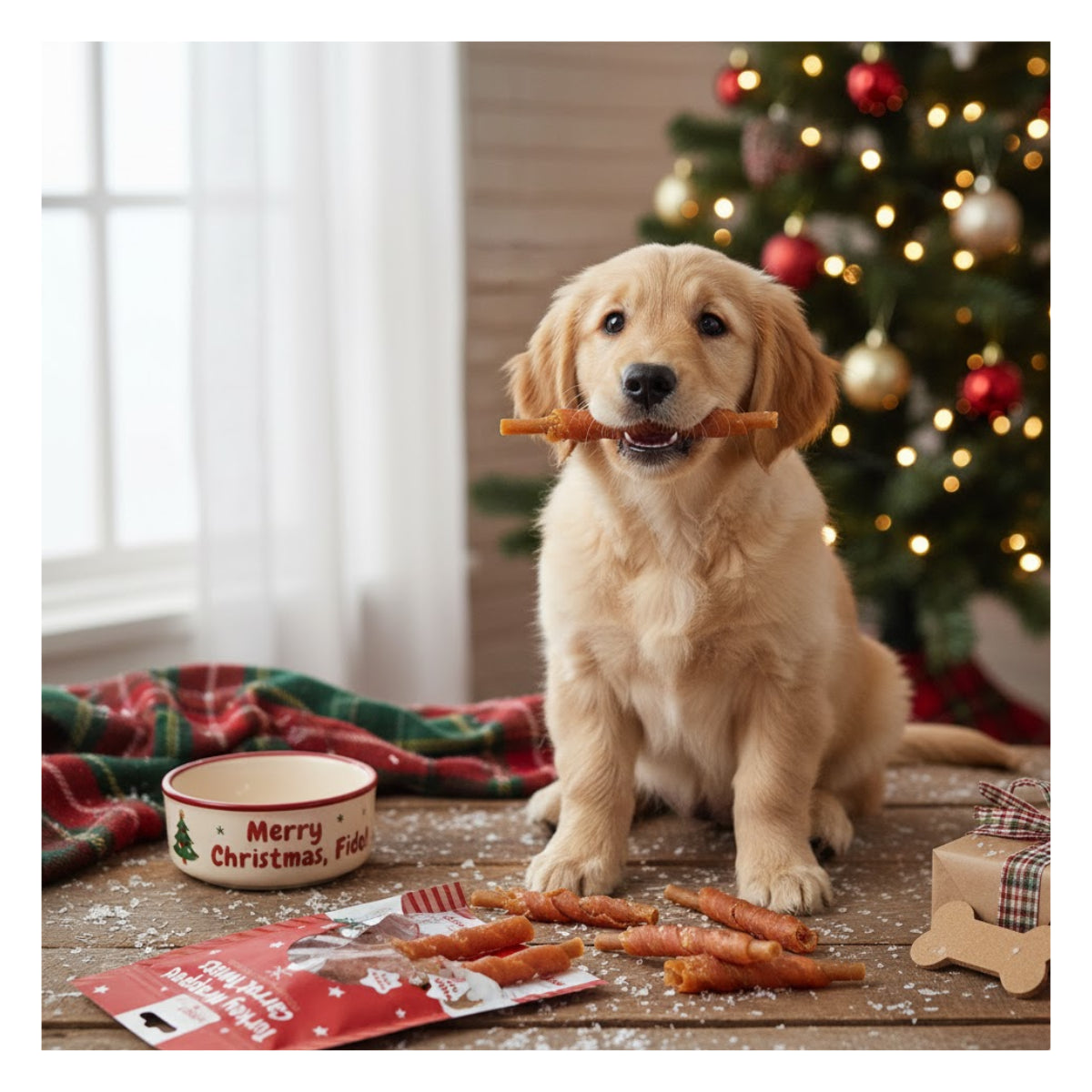 Christmas Dog Treats Pack of Turkey Wrapped Carrot Festive Puppy Dental Chews