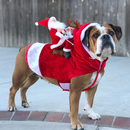 Pet Christmas Outfit Dog Cat Xmas Santa Coat Costume Dress Party Cosplay Clothes