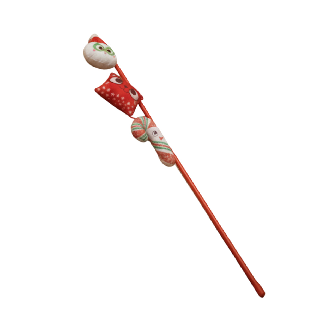 Christmas Cat Toy Wand with Catnip Crinkle Effect Feather Festive Kitten Teaser