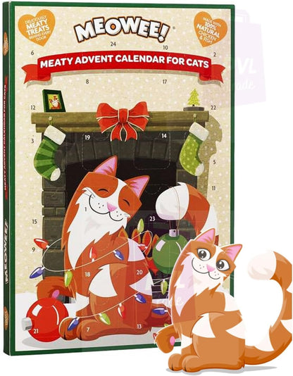 Meaty Cat Advent Calendar Made with Natural Chicken & Fish - Christmas Festive Cat Treat