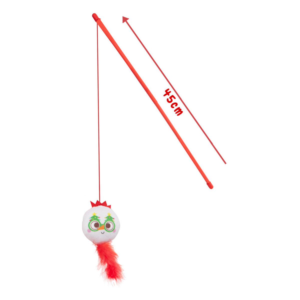 Christmas Cat Toy Wand with Catnip Crinkle Effect Feather Festive Kitten Teaser