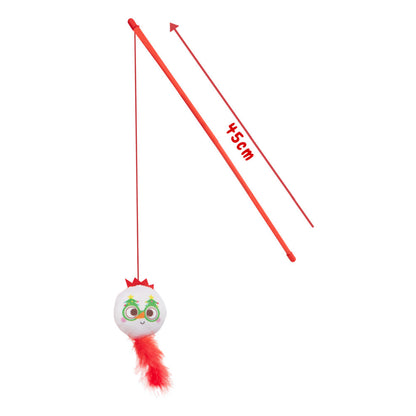 Christmas Cat Toy Wand with Catnip Crinkle Effect Feather Festive Kitten Teaser