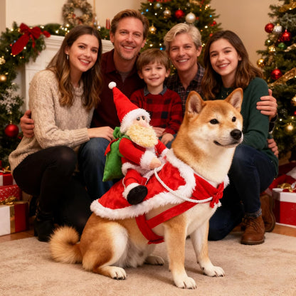 Santa Dog Costume-Christmas Pet Clothes, Santa Claus Riding Pet Costume, Dog Cat Christmas Holiday Outfit, Xmas Cosplay Dressing up for Small Medium Large Dogs(M)